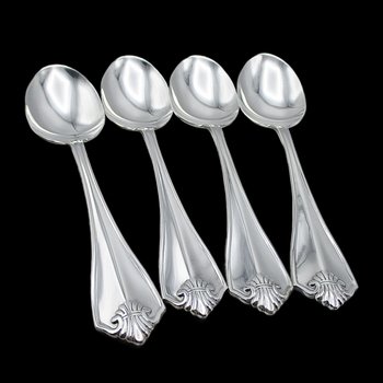 King James Silver Plate 4 Tablespoons, Oneida, Silverware Flatware Replacement Pieces, Excellent Condition