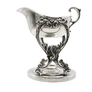 Silver Plate Gravy Boat with Stand and Warming Tray, Removable Gravyboat, Elegant Formal Dining, Tablescaping, Ornate Design, Wedding Gift