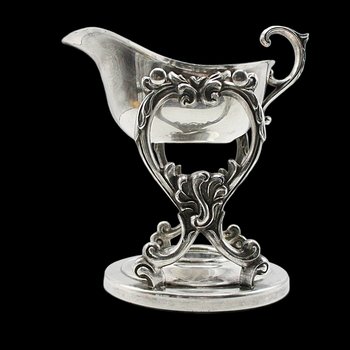 Silver Plate Gravy Boat with Stand and Warming Tray, Removable Gravyboat, Elegant Formal Dining, Tablescaping, Ornate Design, Wedding Gift