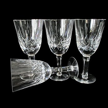 Wedgwood Irish Crystal, Water Goblets, Large Wine Glasses, Deep Cuts, Highly Reflective, Excellent Condition, Wedding Gift, Set of 4