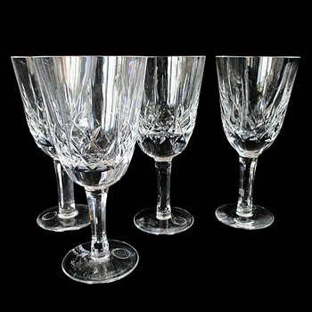 Wedgwood Irish Crystal, Water Goblets, Large Wine Glasses, Deep Cuts, Highly Reflective, Excellent Condition, Wedding Gift, Set of 4