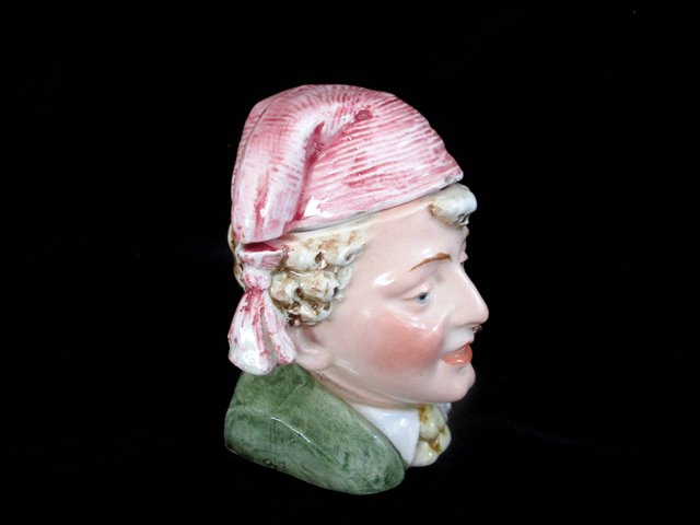 Antique Tobacco Jar Humidor, Majolica Head Container, Cigar Bar Decor, Man in Stocking Cap, Made in Germany, Vintage Gifts, Fathers Day Gift