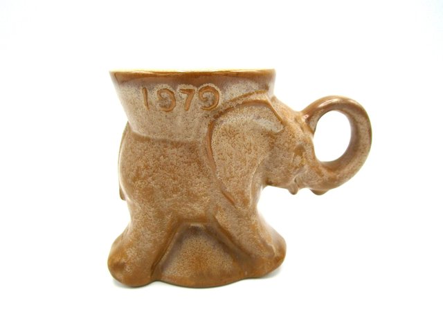 Frankoma Political Mug, GOP Elephant, Election Mug, Brown Mug, Republican Party Mug, Frankoma Pottery