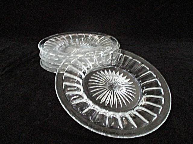 Heisey Glass Plates, Narrow Flute, Set of 6 Salad Plates or Set of 6 Bread Dessert Plates, Luncheon Plates, Dessert Plates, Clear Plates