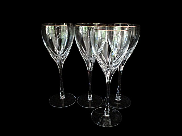 Lenox Firelight Gold Set of 4, Wine Glasses, Replacement Stemware, Excellent Condition, Wedding Gift